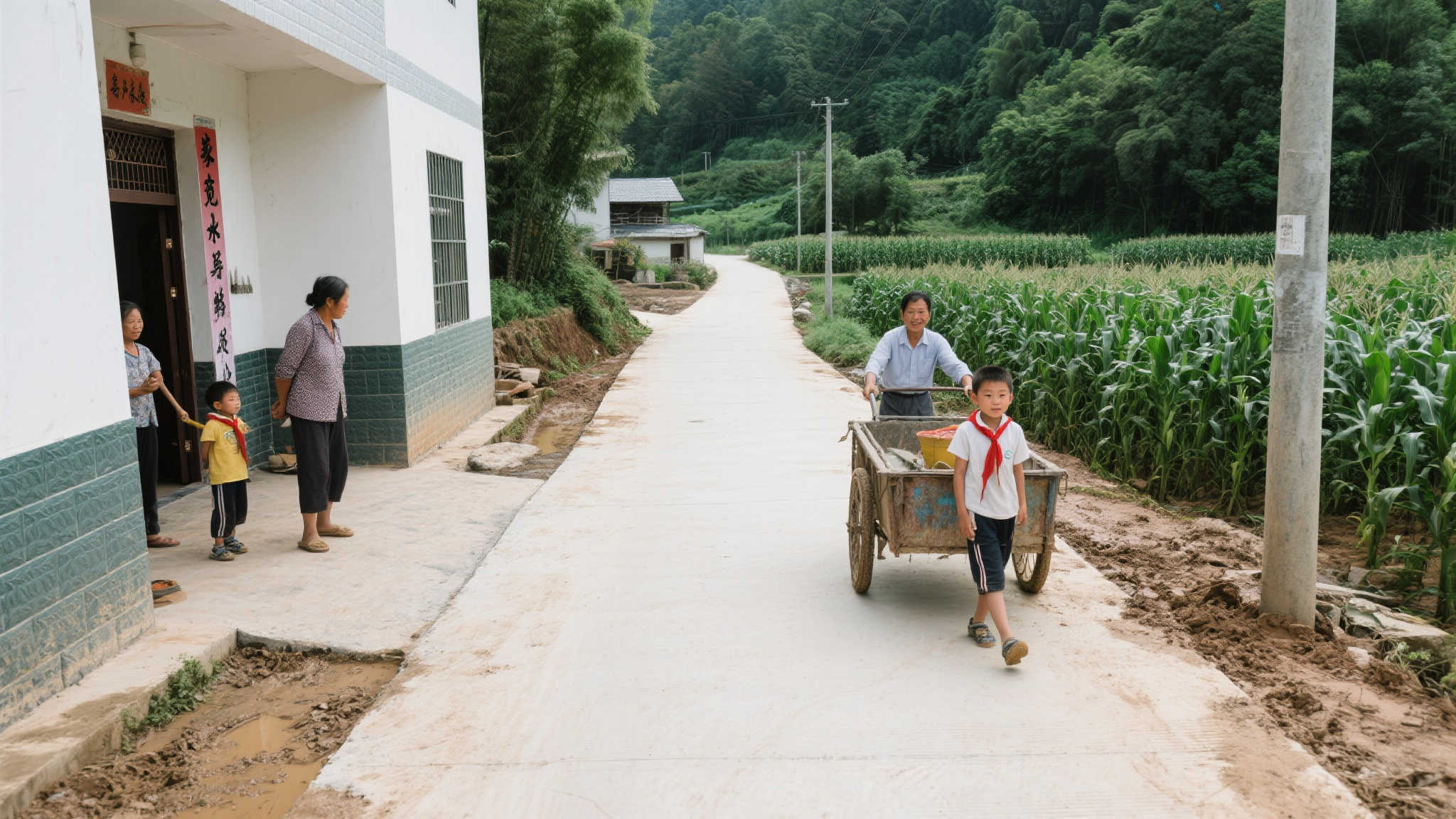比如：当地居民提到，“家里门口以前只有泥